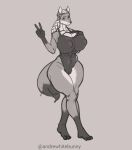  andrewhitebunny anthro big_breasts braided_hair breasts camel_toe canid canine cleavage clothed clothing curvy_figure erect_nipples female fox gesture hair hand_on_breast mammal nipples one-piece_swimsuit small_waist solo standing swimwear tabitha_(wsad) v_sign wide_hips 