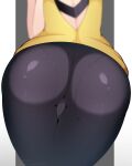  1girl ass bare_arms black_pantyhose cameltoe dress elesa_(pokemon) highres pantyhose pokemon pokemon_(game) pokemon_bw short_dress solo yellow_dress zapklink 