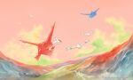  artist_name bird cloud commentary_request flying latias latios mei_ford no_humans ocean outdoors pokemon pokemon_(creature) sky water watermark wingull 