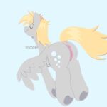  anus butt cutie_mark derpy_hooves_(mlp) equid equine eyes_closed female feral friendship_is_magic genitals hasbro hooves mammal my_little_pony nude pegasus pussy raised_tail simple_background smile solo vixxxom wings 