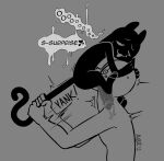  abigrock ahegao ambiguous_gender ambiguous_penetrated anon anthro anthro_penetrating bedroom_eyes big_ears black_body black_fur bodily_fluids cum cum_in_mouth cum_in_throat cum_inside cumshot cumshot_in_mouth demon dialogue digitigrade dominant dominant_anthro ejaculation english_text face_fucking face_hugging fur genital_fluids grey_background hi_res hooves human human_on_anthro human_penetrated imp interspecies irrumatio larger_human looking_away looking_pleasured male male/ambiguous male_penetrating mammal mascot_(abigrock) monochrome narrowed_eyes nude one_eye_closed oral oral_penetration orgasm orgasm_face penetration penile presenting_gift seductive sex signature simple_background size_difference smaller_anthro solo submissive submissive_human surprise tail_pull tears text 