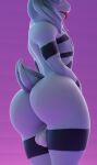  2022 anthro asriel_dreemurr_(god_form) backsack balls big_butt billynr black_body black_fur black_stripes bovid butt butt_focus caprine floppy_ears fur genitals girly goat hair hi_res male mammal nipples nude open_mouth perineum purple_background rear_view short_tail simple_background solo striped_body striped_fur stripes thick_thighs tongue tongue_out undertale undertale_(series) video_games white_balls white_body white_fur white_hair white_nipples white_perineum 