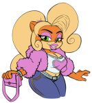  activision anthro big_butt bottomwear breasts butt cleavage clothed clothing coco_bandicoot crash_bandicoot_(series) denim denim_clothing female fur jeans midriff navel omegasunburst pants solo thick_thighs video_games wide_hips 