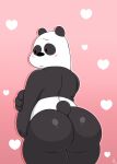  2022 anthro big_butt blush bubble_butt butt cartoon_network chubby_male giant_panda hi_res male mammal nt6969 panda_(wbb) pink_background simple_background slightly_chubby solo standing ursid we_bare_bears 