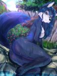  2022 :3 anthro bedroom_eyes bianca_(sheep_and_wolves) blue_body blue_eyes blue_fur blue_hair breasts butt canid canine canis casual_nudity digital_media_(artwork) featureless_breasts female forest fur hair helenwoodsr hi_res lake long_hair lying mammal multicolored_body multicolored_fur narrowed_eyes nature nude on_side outside plant russian seductive sheep_and_wolves shrub side_boob skinny_dipping smile solo tree tuft water wet wet_body wet_fur wet_hair white_body white_fur wizart_animation wolf 