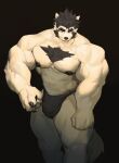  abs anthro big_muscles black_background black_claws black_clothing black_hair black_nipples black_underwear chest_tuft claws clothing doooo2424 eyebrows flexing fluffy fluffy_tail gesture hair hi_res huge_biceps huge_muscles huge_pecs looking_at_viewer male mammal muscular muscular_male muscular_thighs nipples pointing pointing_at_viewer simple_background snout solo thick_eyebrows tuft underwear ursid white_body 