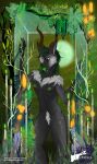  abstract_background anthro binx_(dr.noah_lee) black_body blue_eyes branch brown_background candle canid canine canis fangs forest glass grass green_background green_nose hair halloween hi_res holidays horn horror_(theme) hynvale looking_at_viewer male mammal moon nipples plant simple_background smile smirk solo storm tree wings wolf 