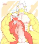  abs anthro biceps big_penis darkai darkai_(character) dragon duo erection eyewear genitals glasses halo hand_on_penis hi_res holding_object holding_phone horn huge_penis hyper hyper_genitalia hyper_penis male muscular muscular_anthro muscular_male pecs penis phone sitting_on_another sitting_on_penis size_difference vein 