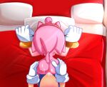  absurd_res after_sex amy_rose anthro bed blue_body bluebutterz butt doggystyle female feral from_behind_position furniture hi_res male male/female nipples pink_nipples rear_view sega sex sonic_the_hedgehog sonic_the_hedgehog_(series) 