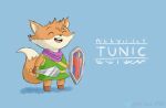  anthro canid canine chibi clothing fox fur male mammal melee_weapon orange_body orange_fur rriesgo ruin_seeker shield smile solo sword tunic weapon 