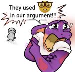  anthro bodily_fluids cobra crying dialogue english_text female hi_res humor keeshee meme ncs nerd_emoji_(meme) purple_body purple_scales reptile scales scalie snake tears text 