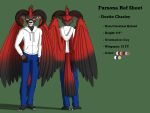  anthro bovid bovid_horn caprine caprine_horn clothed clothing digital_media_(artwork) dustin_c english_text fur hair hi_res horn hybrid looking_at_viewer male mammal model_sheet ram_horn sheep simple_background solo standing text wings 