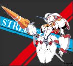  1girl absurdres armor breasts colored_skin curvy darling_in_the_franxx highres horns humanoid_robot mecha_musume medium_breasts negsus no_nipples polearm red_eyes robot shoulder_armor single_horn solo spear strelizia thick_thighs thighs weapon white_skin 