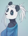  2022 anthro black_nose blue_eyes breasts clothed clothing digital_media_(artwork) eyelashes female giant_panda mammal simple_background solo tasanko ursid 