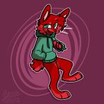  4_fingers 4_toes anthro arctica_the_fox biped bottomless cel_shading clothed clothing colored digitigrade drawstring drawstring_topwear featureless_crotch feet fingers fur green_clothing green_eyes green_hoodie green_topwear hair hi_res hoodie lagomorph leporid looking_at_viewer male mammal mcyt monotone_body monotone_fur one_leg_up open_mouth paws pngtuber pulling_clothing rabbit raised_leg red_hair redvelvety_(youtube) scut_tail shaded short_tail solo toes topwear vtuber watermark youtuber 