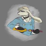  anthro clothing collar geno28_(artist) girly lagomorph leporid long_ears male mammal melee_weapon prince_kanin_(geno28) rabbit rapier solo sword unsheathing_sword watermark weapon 