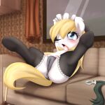  absurd_res ahegao an-m anus aryanne aryanne_(character) blonde_hair blue_eyes bodily_fluids buttplug buttplug_tail clothing dock drooling equid equine fake_tail female furniture genital_fluids genitals hair hasbro hi_res hooves horse legwear looking_pleasured lying maid_uniform mammal my_little_pony nipples on_back one_eye_closed plug_(sex_toy) pony puffy_anus pussy pussy_juice saliva sex_toy sofa solo solo_focus spread_legs spreading stockings teats tongue tongue_out underhoof uniform wink 