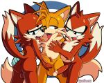  anthro balls canid canine fox genitals group hi_res male male/male mammal miles_prower penis sega senshion simple_background sonic_the_hedgehog_(series) tails&#039;_bullies_(sonic_origins) trio 