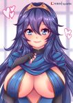  1girl absurdres alternate_breast_size blue_eyes blue_hair breasts cleavage fingerless_gloves fire_emblem fire_emblem_awakening gloves heart highres large_breasts long_hair lucina_(fire_emblem) solo sugarbell tiara very_long_hair 