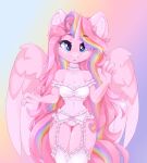  anthro breasts clothing equid equine female hair hasbro hi_res horn horse lingerie mammal my_little_pony pegasus pink_hair pinksatin solo winged_unicorn wings 