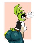  absurd_res afrosoricid android_18 anthro big_breasts big_butt blue_eyes bottomwear breasts butt clothed clothing denim denim_clothing dezmine21 digital_media_(artwork) ear_piercing ear_ring female fur green_body green_fur hair hi_res huge_breasts idw_publishing jeans jewelry looking_at_viewer mammal necklace pants piercing ring_piercing sega sharp_teeth shirt simple_background smile solo sonic_the_hedgehog_(comics) sonic_the_hedgehog_(idw) sonic_the_hedgehog_(series) surge_the_tenrec teeth tenrec text thick_thighs tight_clothing topwear vest wide_hips 