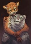  anthro arm_around_partner brown_eyes cheetah claws digital_media_(artwork) duo ear_lick felid feline felis female fur green_eyes grey_body grey_fur hi_res licking licking_another licking_partner looking_at_another looking_at_partner male male/female mammal orange_body orange_fur pantherine simple_background skitalets small_ears smile smiling_at_partner spots spotted_body spotted_fur tartii_(character) teeth tongue tongue_out watermark whiskers 