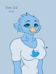  anthro avian bird clothing female hermitpioneer hi_res looking_at_viewer mascot meme shirt smile solo t-shirt topwear tweetfur twitter 