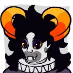 alien black_hair blood bodily_fluids clown clown_costume clown_makeup colored_blood eyeshadow grey_body hair homestuck low_res makeup ms_paint_adventures nonbinary_(lore) pixiecatsupreme purple_blood purple_eyes troll_(homestuck) unusual_blood unusual_bodily_fluids yellow_sclera