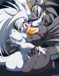 2025 absurd_res anthro armlet arskie198 biceps big_breasts biped black_nose breast_lick breast_play breasts claws dragon duo european_mythology eyebrows featureless_crotch female hair hand_on_butt hi_res larger_female licking long_hair looking_at_another looking_at_partner male male/female mammal moon muscular muscular_female muscular_male muscular_thighs mustelid musteline mythological_creature mythological_scalie mythology night nude open_mouth pupils red_eyes scalie sharp_teeth side_view size_difference slit_pupils smaller_male tail tail_wraps teeth tongue true_musteline weasel western_dragon white_body white_hair wraps wrestling wyvern yellow_eyes