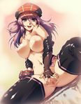  alisa_ilinichina_amiella boots breasts censored curvy elbow_gloves face fingerless_gloves gloves god_eater god_eater_burst hands hisahiko large_breasts long_hair nipples no_panties open_mouth plaid purple_eyes purple_hair pussy smile solo spread_legs spread_pussy thigh_boots thighhighs 