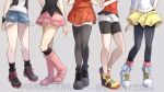  5girls bike_shorts black_boots black_pantyhose black_shorts black_socks black_thighhighs boots dawn_(pokemon) denim denim_shorts dress highres hilda_(pokemon) legs lower_body may_(pokemon) multiple_girls pantyhose pantyhose_under_shorts pink_boots pink_skirt pokemon pokemon_bw pokemon_bw2 pokemon_dppt pokemon_oras pokemon_xy red_shirt red_skirt rosa_(pokemon) serena_(pokemon) shirt short_shorts shorts shorts_under_shorts skirt socks thighhighs vest white_shorts yellow_shorts yomogi_(black-elf) 