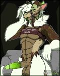 2025 5_fingers anthro balls digital_media_(artwork) elin_(psychorodent) erection fingers front_view fur genitals green_eyes green_horn green_penis green_tongue hair hi_res horn looking_at_viewer male navel nude nude_anthro nude_male outside penis psychorodent smile snatyr solo tail teeth tongue white_body white_fur white_hair white_tail