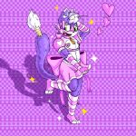 1:1 alien antennae_(anatomy) anthro armwear balls bandage bandage_on_face bandage_on_nose bandaged_tail big_eyes big_feet blush bodily_fluids bottomwear bow_ribbon bulge checkered checkered_background clothed clothing crop_top cute_fangs domestic_cat dress elbow_gloves embarrassed eyelashes fangs feet felid feline felis femboy fluffy genitals gloves green_eyes hair handwear happy heart_background heart_symbol heart_tongue hi_res knee_highs legwear long_eyelashes male mammal midriff multicolored_body multicolored_clothing multicolored_dress name_tag nipples nori_&quot;grapes&quot;_budo_(thornus69) pasties pattern_background penis pink_nipples purple_body raised_leg ribbons shadow shirt short_hair simple_background skimpy skirt slim small_balls small_penis smile solo sparkles sweat sweatdrop teeth thornus69_(artist) tiptoes topwear white_body white_hair