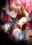  1girl anal arms_behind_back ass bare_shoulders black_leotard blush bound breast_sucking breasts brown_hair bukkake collarbone covered_collarbone crying crying_with_eyes_open cum cum_in_ass cum_in_mouth cum_in_pussy cum_on_ass cum_on_body cum_on_breasts cum_on_clothes cum_on_hair cum_overflow detached_sleeves double_penetration empty_eyes facial fellatio grabbing_another&#039;s_breast green_eyes groping hair_between_eyes hair_ribbon highres impossible_clothes impossible_leotard irrumatio kagano_megu kozu_rokuta lactation large_breasts leotard long_hair magical_girl mahou_shoujo_ai milking_machine nipples nose_blush oral rape restrained ribbon rolling_eyes skin_tight slime_(substance) solo tears tentacle_pit tentacle_sex tentacles torn_clothes torn_leotard triple_penetration turtleneck vaginal wide-eyed 