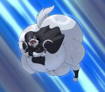 2025 anthro balls barely_visible_genitalia barely_visible_penis belly big_balls big_belly big_butt bottom_heavy butt canid canine canis clenched_teeth cloak clothed clothing crossed_arms death_(puss_in_boots) dreamworks fangs fur genitals glowing glowing_eyes hi_res holding_object holding_sickle holding_weapon male mammal midair mostly_nude navel paws penis puss_in_boots_(franchise) reagan700 sickle skimpy solo tail teeth thick_thighs weapon white_body white_fur wide_hips wolf