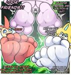3_toes alexdrawsfeetish ambiguous_gender cute_fangs dialogue english_text fangs feet feral foot_fetish foot_focus forest forest_background fur generation_1_pokemon generation_3_pokemon generation_5_pokemon group humiliation intersex intersex/male jirachi legendary_pokemon looking_at_viewer male mew_(pokemon) multicolored_body multicolored_fur musk musk_clouds musky_feet nature nature_background nintendo open_mouth pink_body pink_fur plant pokemon pokemon_(species) soles teasing teasing_viewer teasing_with_feet teeth text toes tree trio victini