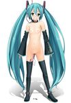  anal anal_beads aqua_eyes aqua_hair bar_censor blush boots censored collar detached_sleeves eto flat_chest hatsune_miku headset leash long_hair navel nipples nude simple_background slim_legs solo spreader_bar sweat tears thigh_boots thighhighs trembling twintails very_long_hair vibrator vibrator_in_thighhighs vocaloid white_background 