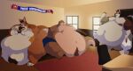 air_conditioner anthro belly belly_tuft big_belly big_butt big_nipples blue_clothing blue_underwear bottomwear butt canid canine canis carrying_bag chair chase_hunter chest_tuft chubby_cheeks clothed clothing controller echo_(game) echo_(series) echo_project furniture gaming grocery_bag group hi_res holding_bag holding_controller holding_object huge_belly huge_butt huge_moobs huge_nipples huge_thighs hyper hyper_belly inside kangaroo leo_alvarez looking_at_another love_handles macropod male mammal marsupial morbidly_obese morbidly_obese_anthro morbidly_obese_male mustelid navel nipples nude obese obese_anthro obese_male open_mouth otter overweight overweight_anthro overweight_male paper_bag pseudodraws pubes red_wolf rogelio_(kemonodad) shorts sitting sofa standing tail tan_bottomwear tan_clothing tan_shorts thick_tail thick_thighs topless topless_male trio tuft underwear window wolf