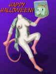 3:4 andifferous anthro breasts detachable detachable_head female fur head_in_a_jar headless hi_res holding_own_head nipples nude smile white_body white_fur