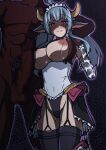  1boy 1girl absurdres ahoge amakubo_yuri animal_ears animal_print aoi_tabane blue_hair blush breasts censored cow_ears cow_girl cow_horns cow_print cow_tail dark-skinned_male dark_skin elbow_gloves erection faceless faceless_male garter_straps gloves grabbing_another&#039;s_breast grin groping handjob heart heart-shaped_pupils hetero highres horns huge_penis interracial kouyoku_senki_exs-tia lactation large_breasts large_penis long_hair looking_at_viewer maid_headdress milk_slave_maid_exs-tia mosaic_censoring nipples overskirt penis purple_eyes pussy_juice showgirl_skirt smile solo_focus sweat symbol-shaped_pupils tail testicles thighhighs twintails virtual_youtuber 