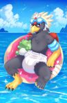 2025 3_fingers 3_toes accipitrid accipitriform animal_feet anthro arm_floatie artist_name avian back_wings beak bird black_claws black_eyes black_finger_claws black_talons black_toe_claws blue_cere blue_eyewear blue_goggles braviary cere_(anatomy) claws clean_diaper closed_smile clothed clothing cloud colored dangling_legs detailed_background diaper diaper_fetish digital_drawing_(artwork) digital_media_(artwork) donut_pool_toy eagle eyewear eyewear_on_head fan_character feather_hair feathered_crest feathered_wings feathers feet finger_claws fingers floatie floating floating_on_water foot_in_water front_view fructoruu generation_5_pokemon glistening glistening_eyes goggles goggles_on_head grey_arms grey_body grey_face grey_feathers grey_legs head_crest hi_res leg_in_water looking_at_viewer male mountain mouth_closed multicolored_body multicolored_feathers nado_soarian nintendo plushie pokemon pokemon_(species) pokemorph pool_float portrait pseudo_hair red_arms red_back red_body red_feathered_crest red_feathers red_wings scuted_arms scuted_feet scuted_hands scuted_legs scutes sea sitting sky skyscape smile smiling_at_viewer solo sparkles star substitute_doll talon_hands talons tan_feather_hair text three-quarter_view toe_claws toes water wearing_diaper white_feathered_crest wings yellow_arms yellow_beak yellow_feet yellow_hands yellow_legs