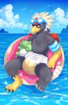2025 3_fingers 3_toes accipitrid accipitriform animal_feet anthro arm_floatie artist_name avian back_wings beak bird black_claws black_eyes black_finger_claws black_talons black_toe_claws blue_cere blue_eyewear blue_goggles bodily_fluids braviary cere_(anatomy) claws closed_smile clothed clothing cloud colored dangling_legs detailed_background diaper diaper_fetish diaper_use digital_drawing_(artwork) digital_media_(artwork) donut_pool_toy eagle eyewear eyewear_on_head fan_character feather_hair feathered_crest feathered_wings feathers feet finger_claws fingers floatie floating floating_on_water foot_in_water front_view fructoruu generation_5_pokemon genital_fluids glistening glistening_eyes goggles goggles_on_head grey_arms grey_body grey_face grey_feathers grey_legs head_crest hi_res leg_in_water looking_at_viewer male mountain mouth_closed multicolored_body multicolored_feathers nado_soarian nintendo plushie pokemon pokemon_(species) pokemorph pool_float portrait pseudo_hair red_arms red_back red_body red_feathered_crest red_feathers red_wings scuted_arms scuted_feet scuted_hands scuted_legs scutes sea sitting sky skyscape smile smiling_at_viewer solo sparkles star substitute_doll talon_hands talons tan_feather_hair text three-quarter_view toe_claws toes unclean_diaper urine used_diaper water wearing_diaper wet_diaper white_feathered_crest wings yellow_arms yellow_beak yellow_feet yellow_hands yellow_legs