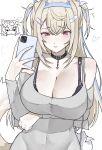  2girls absurdres black_bra bra bra_strap breasts collar ewn flying_sweatdrops fuwawa_abyssgard highres holding holding_phone hololive hololive_english large_breasts long_hair mirror_selfie mococo_abyssgard multicolored_hair multiple_girls phone red_eyes selfie streaked_hair sweatdrop unamused underwear white_background 