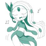 1:1 2025 alternate_version_at_source biped blush blush_lines clothed clothing dancing digital_media_(artwork) dress eyes_closed female flat_chested forehead_gem gem generation_5_pokemon green_and_white hair happy hi_res hip_sway humanoid legendary_pokemon long_hair meloetta meloetta_(aria_form) mitten_hands monochrome musical_note musical_symbol nintendo noye open_mouth open_smile pokemon pokemon_(species) portrait pseudo_clothing pseudo_dress raised_clothing raised_dress simple_background singing slit_dress smile solo standing symbol three-quarter_portrait white_background wide_hips