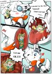 &gt;_&lt; 2018 absurd_res ambiguous_gender anthro blush blush_lines bodily_fluids canid canine chinese_description closed_smile clothed clothed_anthro clothing comic dialogue digital_drawing_(artwork) digital_media_(artwork) duo endosoma english_description english_text esophagus exclamation_point explicitly_stated_nonconsent extreme_size_difference eyes_closed fox hand_on_belly heart_symbol hi_res in_mouth internal mammal mouth_closed mouth_shot neck_bulge open_mouth oral_vore organs safe_vore saliva size_difference smile speech_bubble stomach swallowing tail teeth text tongue tongue_out unwilling_prey vore white_(artist)