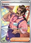  1boy apron arm_hair artist_name brown_hair buttons card_(medium) character_name closed_mouth company_name copyright_name copyright_notice dark-skinned_male dark_skin english_text facial_hair holding_strap id_card indoors jigglypuff long_hair male_focus mature_male muscular muscular_male mustache nagimiso official_art pokemon pokemon_card pokemon_sv pokemon_tcg ponytail purple_apron red_eyes saguaro_(pokemon) shirt solo striped_clothes striped_shirt suspenders third-party_source trading_card vertical-striped_clothes vertical-striped_shirt window 