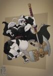 2025 anthro big_breasts black_cloak black_clothing black_corset breasts buckteeth cloak clothed clothed_anthro clothed_female clothing female fur hair hi_res holding_object holding_weapon leg_scar mammal mask murid murine rat red_eyes rodent scar skaven snowball_(yawg) solo teeth warhammer_(franchise) weapon wearing_mask white_body white_fur white_hair yawg