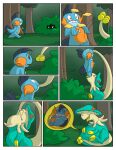 2016 belly blue_body border breloom comic duo dweet-tea female feral forest generation_3_pokemon green_body hi_res marshtomp nintendo oral_vore outside overweight plant pokemon pokemon_(species) tree vore white_border