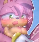  amy_rose clothing ejaculation eulipotyphlan female gloves half-closed_eyes handwear hedgehog low_res mammal masturbation narrowed_eyes nipples onechan sega solo sonic_the_hedgehog_(series) 