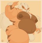  &lt;3 2022 5_fingers anthro arcanine belly beverage big_moobs big_muscles big_nipples big_pecs brown_belly bulge butt chest_tuft clothing fingers fur generation_1_pokemon hair hi_res holding_beverage holding_object holding_water_bottle looking_at_viewer male mane mkvero monochrome moobs musclegut muscular muscular_anthro muscular_male navel nintendo nipples orange_body orange_eyes orange_fur overweight overweight_anthro overweight_male pecs pokemon pokemon_(species) solo sound_effects standing stripes thick_thighs tuft underwear video_games wave white_clothing white_hair white_mane white_underwear 